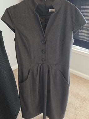 Calvin Klein Charcoal Gray Cap-Sleeve Sheath Dress